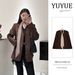 25 Vintage Coffee-Colored Suit Leather Jacket V-Neck Women's Early Autumn Versatile Stylish Loose Short Coat_ecoleips.com