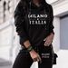 Women's European American Style Casual Two Piece Set Vacation Wear With Letter Print Hooded Top And Matching Pants Long Sleeves_ecoleips.com