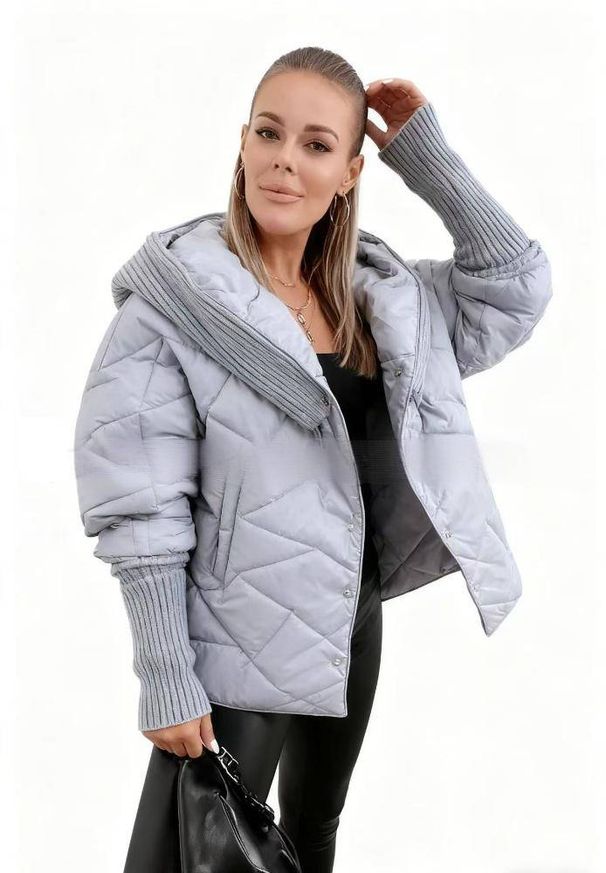 Women's Quilted Hooded Puffer Jacket – Oversized Diamond-Stitch Coat In Soft Polyester (Black/Grey/Pink/Coffee, Cropped Length)_ecoleips.com