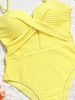 Women's Clothing Yellow Striped Hollow Out Strappy One Piece Swimsuit Women's Bikini For Formal & Casual For Women_ecoleips.com