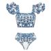 Women's Ethnic Print Bikini Set with Sheer Gauze Skirt American Boho Beach Style Swimwear Breathable Comfort_ecoleips.com