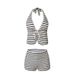 Retro Stripe Bikini Set, Two-Piece Swimsuit With Removable Padding For Women, Vintage High-Waisted Bottoms_ecoleips.com