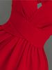 Curvy Women Solid Cross Tie Deep V Sleeveless A-Line Mini Dress, Chic Spring Summer Beach Party Vacation Gown_ecoleips.com