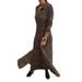 Autumn/Winter New V-Neck Long-Sleeve Dress For Women Long-sleeved Shirt Dress Is Versatile And Suitable For Various Occasions_ecoleips.com