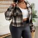 Women's Casual Plaid Short Shirt Fall Winter Long Sleeve Single Breasted Comfortable Coat_ecoleips.com