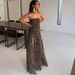 Europe And The United States Cross-border Summer New Women's Clothing Sexy Tube Top Leopard Print Split Mesh Stitching Long Dress Wholesale_ecoleips.com