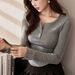 #Selection Of Quality # Three Dimensional Line Curved Long Sleeve T-Shirt For Women 2025 Autumn New High Waist Short Hot_ecoleips.com
