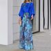 Women's Clothing Summer Suit Lantern Sleeve Loose Top Printed Wide Leg Pants Two Piece Suit_ecoleips.com