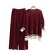 European And American Cross-border Knitted Two-piece Set For Women, Slimming Wide-leg Pants, Tight-fitting Long-sleeve_ecoleips.com