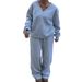 Retro Revival V-Neck Sweatshirt Set With Relaxed Pants ( Fall/Winter Collection)_ecoleips.com