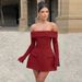 Women's Slim Long Sleeve Dress European And American Style Autumn Fashion Temperament Backless One Shoulder Tube Top A-Line Female Clothing_ecoleips.com