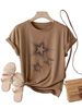 European And American Cross-border Foreign Trade Women's Clothing, Heart-patterned Round-neck Printed Short-sleeve_ecoleips.com