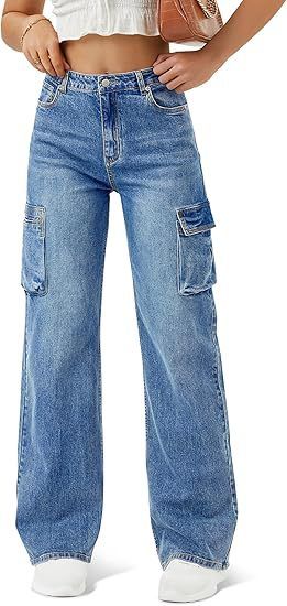 Women's High Waist Vintage Multi-Pocket Straight Leg Jeans - Comfortable Stretch Denim For Casual & Streetwear Fashion_ecoleips.com