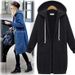Women's Clothing European Style Plus Size Clothing, New Zip Up Cardigan, Mid Length Hooded Sweatshirt, Fleece Lined, Suitable For 200 Lbs._ecoleips.com
