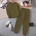 Women's Fleece Lined Sweatshirt Set Two Piece Thickened Autumn Winter Fashion Letter Print Clothing_ecoleips.com