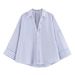 Women's Clothing Linen Blend Shirt Wide Sleeve Comfortable Stylish Elegant Versatile_ecoleips.com