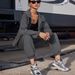 Women's Clothing Hooded Long Sleeve Jogger Set Casual Two-Piece Outfit Elastic Cuffs Streetwear Style, Soft Polyester-Spandex Blend (Dark Grey, Beige)_ecoleips.com