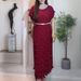 Elegant Women's Pearl-Embellished Maxi Dress Flowy Pleated A-Line Tunic With Loose Fit For Spring Summer Office To Evening_ecoleips.com