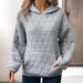 Women's Clothing autumn new solid color women's hooded sweatshirt casual style pocket quilted long sleeved top_ecoleips.com