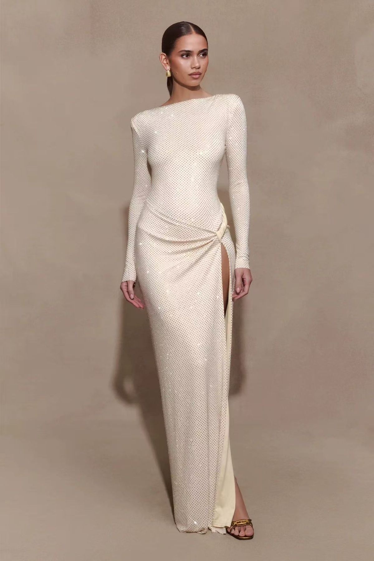 Women's Off-Shoulder Knotted Evening Dress Sexy Long Slim Fitting Exclusive_ecoleips.com