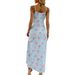 Aria Basics Aria Basics Cross-border Summer New Floral Print Slit Long Dress, European American Camisole Nightgown, Casual And Relaxed Style_ecoleips.com