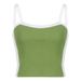American Retro Style Versatile Color-blocking Knitted Camisole, Sexy Off-shoulder Slim-fit Cropped Tank Top_ecoleips.com