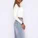 Voya Women's Sexy Pure Desire Style T-shirt, Spring And Summer Slim-fit Solid Color Short Crop Long-sleeved Top_ecoleips.com