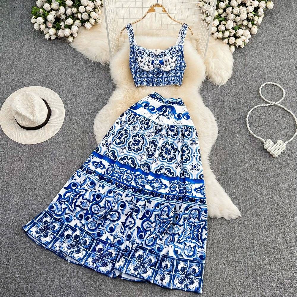 women's fashion casual long sved lace patchwork top and skirt set american style autumn clothing_ecoleips.com