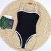 Women's Clothing Swimsuit Simple Black And White Color Matching One Piece Swimsuit_ecoleips.com