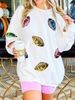 Sequined Football Sweatshirt – Oversized Long Sleeve Crewneck (XS/S/M/L, Beige)_ecoleips.com