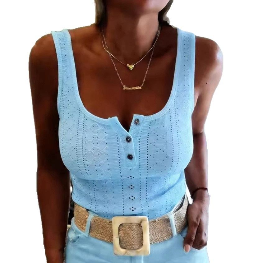 Women's Sexy Casual U Neck Vest Top Solid Color Spring/Summer New_ecoleips.com