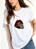 Women O Neck Short Sleeve Graphic T Shirt Retro Leopard Print Tongue Lips Pattern Casual Loose Fit Tees Summer Daily Streetwear Tops_ecoleips.com