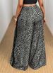 Curvy Women Leopard Print Straight Leg Pants, Contrast Trim Waist Self-Tie Bow Casual Trousers New 2025 Versatile Fashion Bottoms_ecoleips.com