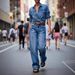Women's Clothing Loose Wide Leg Patchwork Straight Leg Jeans Women's Trousers_ecoleips.com