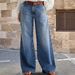 Women's Clothing Plus Size Clothes Retro Plus Size Jeans Wide Leg Casual Fashion Trousers American Style_ecoleips.com
