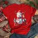 European And American Cross-border Foreign Trade Women's Clothing Christmas Snowman Print Round Neck Short-sleeve_ecoleips.com