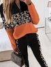 Women's Leopard Print Two-Piece Set – Long Sleeve Top & Pants (S-XXL, Orange, Spring & Fall)_ecoleips.com
