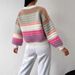 Women's Clothing Rainbow Striped Lantern Sleeves_ecoleips.com