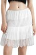 K Women's Lace Mini Skirt Pleated Low Waist Layered Pleated Flowing Skirt_ecoleips.com