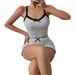 Women's Clothing Hot Sale Fashion Leisure Home Set Spring and Summer Bowknot Suspender Top Shorts Two piece Set_ecoleips.com