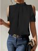 Summer Ruffle Round Neck Short Sleeve Off-Shoulder Shirt Women Loose Cool Blouse_ecoleips.com