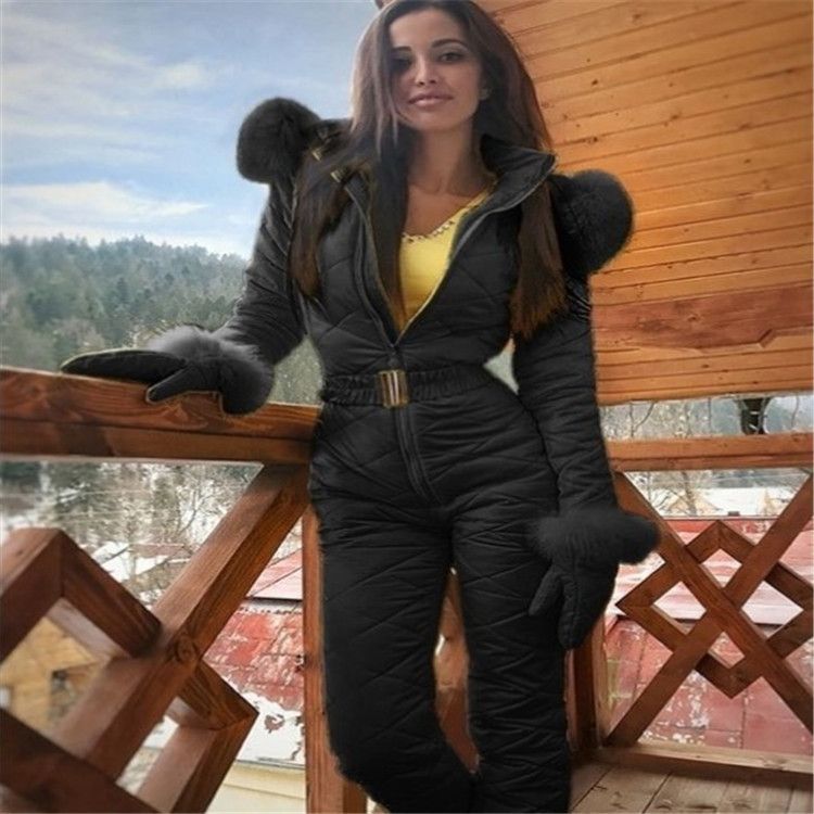 Women's Outdoor Fashion Ski Suit Jacket Hoodie Outdoor Sports Jumpsuit Zipper Ski Suit_ecoleips.com