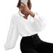 Spring Elegant Solid Color Lapels Long Sleeves Single Row Buttons Loose Blouse Shirt Women_ecoleips.com