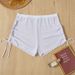 2026 New Solid Color Mesh High-Waisted Women's Swim Briefs, European And American Drawstring Bikini, Foreign_ecoleips.com