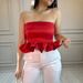 Women's Sexy Strapless Vest Top European American Fashion Unique Waist Cinching Design Gathered Back_ecoleips.com
