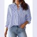Women's Clothing Button Down Shirt Striped Classic Long Sleeved Collared Office Work Shirt Top_ecoleips.com