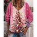 3D Digital Print V-Neck Sweater – Women’s Chunky Knit Pullover (S-5XL, Polyester Blend, Elegant & Streetwear Versatile)_ecoleips.com