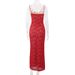 Elegant Backless Bodycon Dress for Women V-Neck High Waist Stretchy Polyester Sexy Slit Long Dress with Adjustable Straps_ecoleips.com