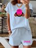 Women’s 2 Piece Outfit Set – Oversized Graphic T-Shirt And Biker Shorts Matching Set, Casual Summer Lounge Tracksuit For Daily Wear-297_ecoleips.com