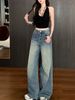 High-Waisted Floor-Length Jeans For Women Sparkling Rhinestones Luxurious Feel Perfect For Autumn_ecoleips.com